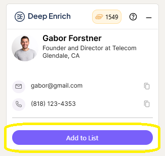 Accessing Deep Enrich on LinkedIn