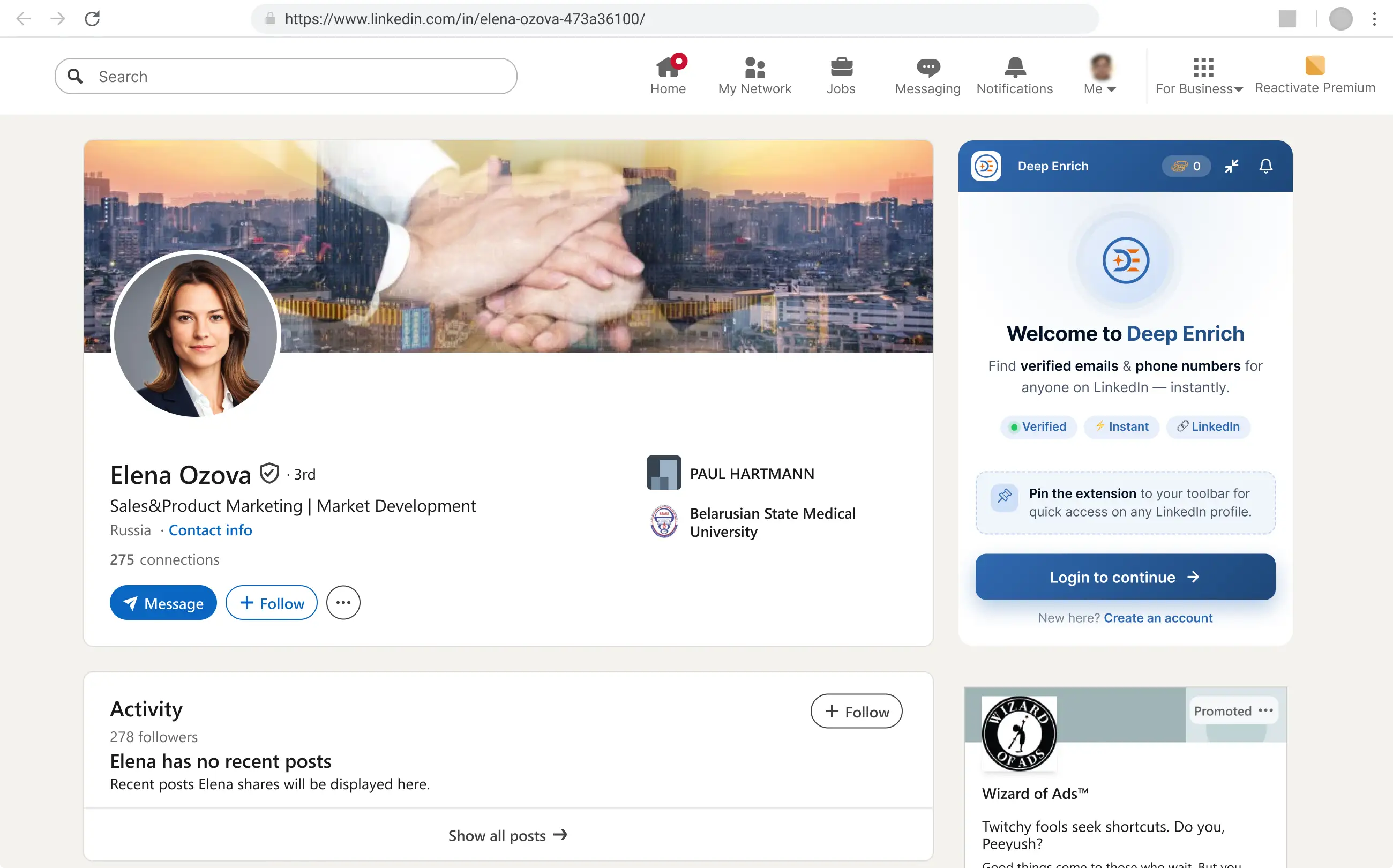Open a prospect's profile
